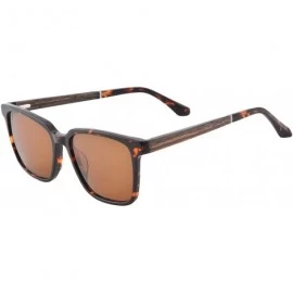 Rectangular Men's Wood Glasses Polarized Myopia Sunglasases-PJ9013 - Demi - CB18Z2ME334 $43.34