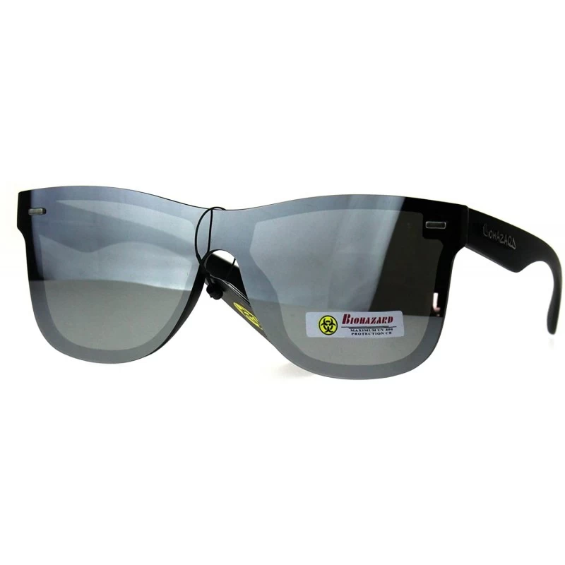 Square Biohazard Sunglasses Unisex Fashion Rims Behind Lens Square Frame - Black - CK188Z37EUZ $9.68