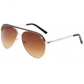 Aviator "Flynn" Pilot Style Unique Bar Look Fashion Sunglasses - Gold/Brown - C612MF2X095 $9.10