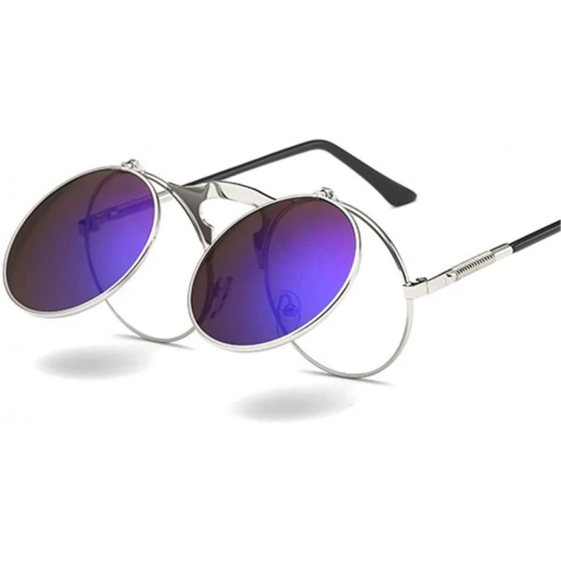 Oversized Retro Sunglasses Round Metal Frames Sun Glasses Women Men Eyewear Gold1 Black Gray - C2194O2SHLY $25.23