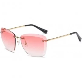 Rimless Women Fashion Rimless Flat Lens Square Oversized Sunglasses - Pink - CA18WSEM799 $24.84