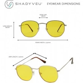 Square Super Flat Lens Hexagon Sunglasses Small Metal Wire Frame Colorful Tint Retro 90's Geometric Semi Square Shades - CA18...
