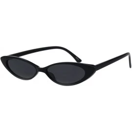 Oval Womens Fashion Sunglasses Skinny Oval Cateye Frame UV 400 - Black (Black) - CC18QS6MQ7I $12.70