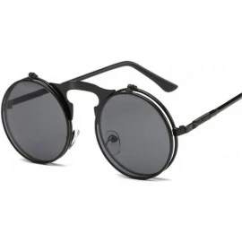 Oversized Retro Sunglasses Round Metal Frames Sun Glasses Women Men Eyewear Gold1 Black Gray - C2194O2SHLY $46.25
