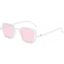 Oversized UV Protection Sunglasses for Women Men Full rim frame Square Acrylic Lens Metal Frame Sunglass - Pink - CF190382Y8L...