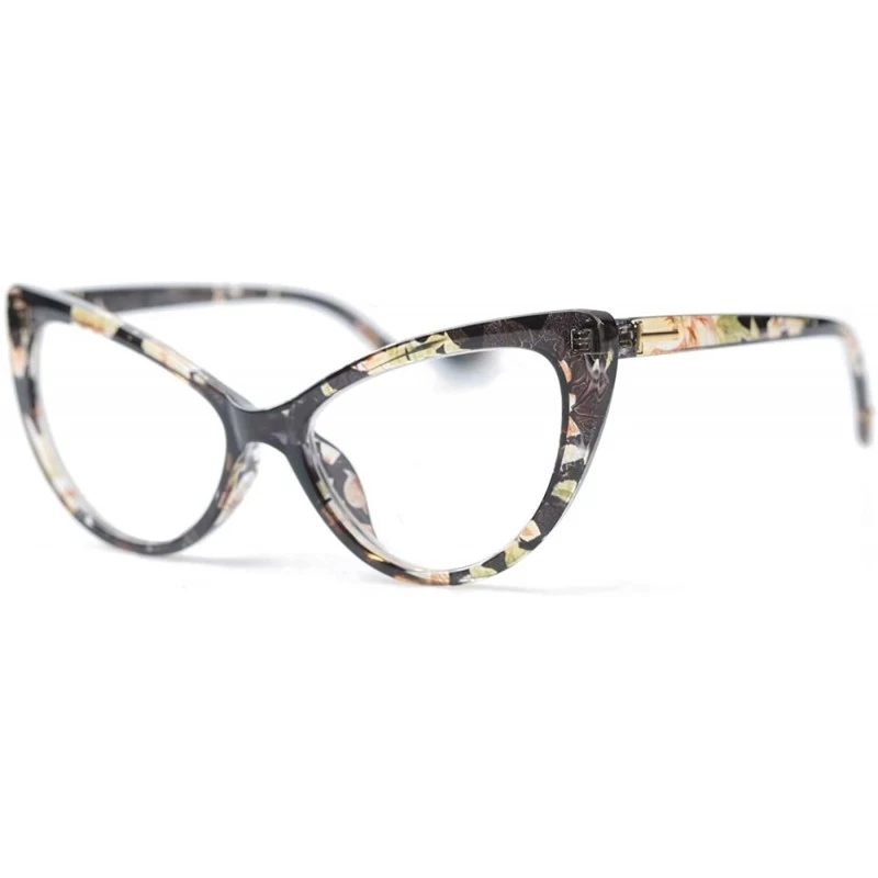 Oversized Womens Oversized Fashion Cat Eye Eyeglasses Frame Large Reading Glasses - Yellow Glass - CK12O7HOILH $14.72