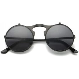 Oversized Retro Sunglasses Round Metal Frames Sun Glasses Women Men Eyewear Gold1 Black Gray - C2194O2SHLY $46.25