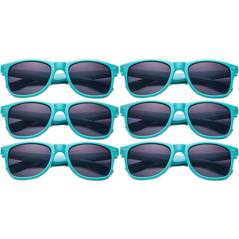 Wayfarer 80's Classic Blue Brothers Horn Rimmed Style Retro Colors Packs Vintage Retro Sunglasses (6 PACK) - 6 Pack- Teal - C...
