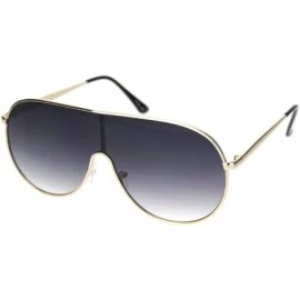 Shield Metal Rim Shield Racer Oversize Retro Fashion Sunglasses - Gold Gradient Black - CK18NH4EKMD $11.10