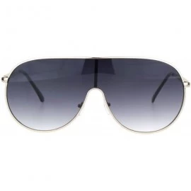 Shield Metal Rim Shield Racer Oversize Retro Fashion Sunglasses - Gold Gradient Black - CK18NH4EKMD $11.10