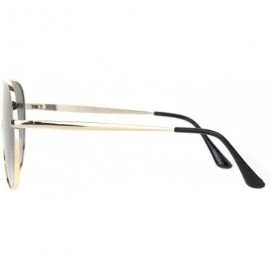 Shield Metal Rim Shield Racer Oversize Retro Fashion Sunglasses - Gold Gradient Black - CK18NH4EKMD $11.10