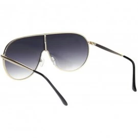 Shield Metal Rim Shield Racer Oversize Retro Fashion Sunglasses - Gold Gradient Black - CK18NH4EKMD $11.10