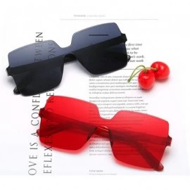 Rectangular Heart Shaped Rimless Sunglasses Transparent Candy Color Frameless Resin Lens Glasses for Men and Women - CT199Y5D...