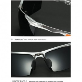 Square Movement Sun Glasses Magnesium alloy Silver Frame Metal Flying Driving Polarized light Lightweight Glasses - CN11NRLU3...