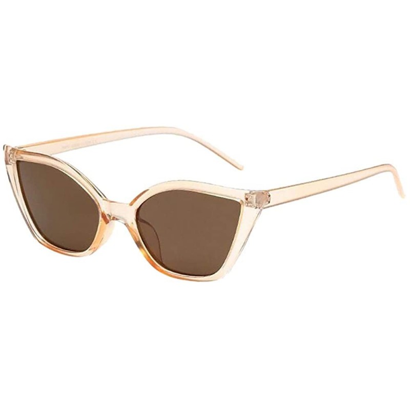 Semi-rimless Women Men Vintage Cat Eye Unisex Sunglasses Rapper Glasses Eyewear - E - CD18TS2CQA3 $9.66