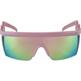 Goggle Semi Rimless Goggle Style Retro Rainbow Mirrored Lens ZigZag Sunglasses - Pink Mirror - C4195EH40HG $28.95