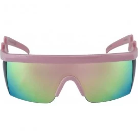 Goggle Semi Rimless Goggle Style Retro Rainbow Mirrored Lens ZigZag Sunglasses - Pink Mirror - C4195EH40HG $11.94