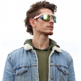 Goggle Semi Rimless Goggle Style Retro Rainbow Mirrored Lens ZigZag Sunglasses - Pink Mirror - C4195EH40HG $11.94