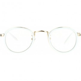 Round Vintage Clear Lens Glasses Round Side Cover Frame Fashion Eyewear UV 400 - White Gold - CQ1884XTW2H $13.72
