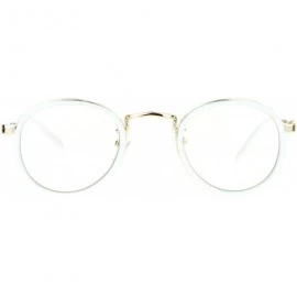 Round Vintage Clear Lens Glasses Round Side Cover Frame Fashion Eyewear UV 400 - White Gold - CQ1884XTW2H $13.72