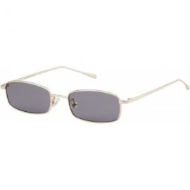 Square Retro Small Square Sunglasses Metal Frame Clear Candy Colors Lens Glasses - Grey - CI180M0E5O6 $13.29