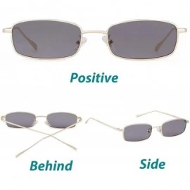Square Retro Small Square Sunglasses Metal Frame Clear Candy Colors Lens Glasses - Grey - CI180M0E5O6 $13.29