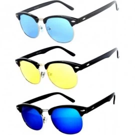 Rimless Half Frame Horned Rim Sunglasses Fashion UV Protection Brand - Half_frame_3p_mix_1c - CH17Y2D5TMH $22.51