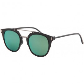 Oversized Stylish Sunglasses for Women Modern Double Wire Design Cat Eye Mirrored - Black Frame / Mirrored Green Lens - CV18O...