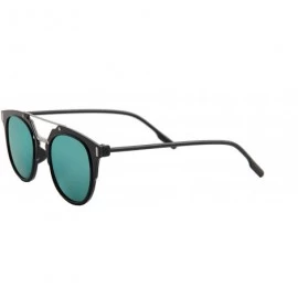 Oversized Stylish Sunglasses for Women Modern Double Wire Design Cat Eye Mirrored - Black Frame / Mirrored Green Lens - CV18O...