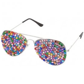 Aviator Rhinestone Rave Glasses Goggles with Bling Crystal Glass Lens - Colorful - CJ18U3I8762 $20.06