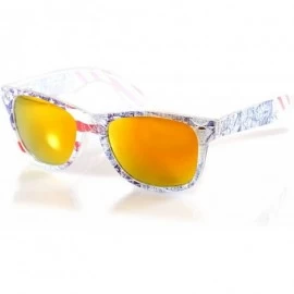 Square Vintage American Flag Horn Rimmed Frame Sunglasses A208 - Yellow Rv - C618G3XDQLS $19.59