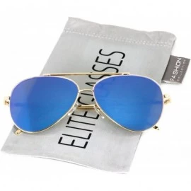 Aviator Mirrored Oversized Aviator Sunglasses for Men and Women with Flat Mirror Lens - Blue Mirror - CZ1843GZIQR $19.37
