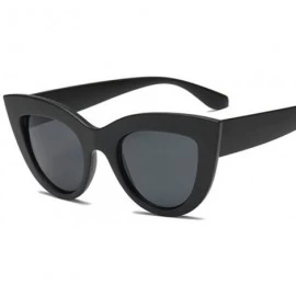 Oversized New Cat Eye Sunglasses Women Flat Top Oversized Mirror White - White Black - CZ18XAKLEMD $11.57