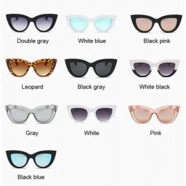 Oversized New Cat Eye Sunglasses Women Flat Top Oversized Mirror White - White Black - CZ18XAKLEMD $11.57