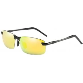 Goggle Men Fashion Polarized UV400 Sunglasses Driving Mirrors Coating Eyewear Sun Glass - Black F Gold Lens - CF17YSZD9D9 $20.72