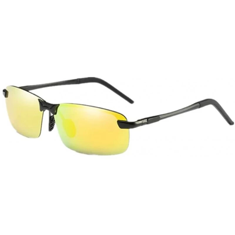 Goggle Men Fashion Polarized UV400 Sunglasses Driving Mirrors Coating Eyewear Sun Glass - Black F Gold Lens - CF17YSZD9D9 $8.68