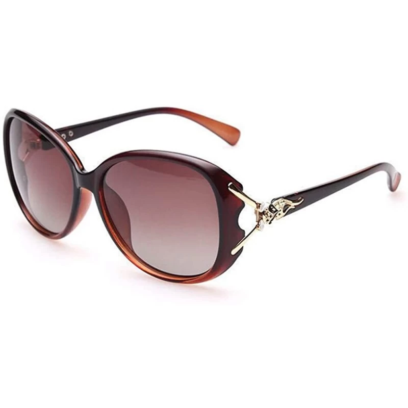 Oversized Fashion Polarized Sunglasses for Women 100% UV Protection Oversized Sun Glasses for Driving Shopping - Brown - C918...