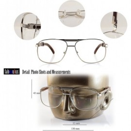 Oval Unisex Vintage Style Clear Lens Metal & Wood Feel Eyeglasses UV 400 Protection A071 New - Silver/ Brown - CA189MH38Q3 $1...