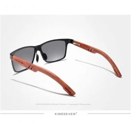 Square Genuine adjustable sunglasses Square men polarized UV400 Al-Mg And Bubinga Wood - Black/Blue - CD18WO74C6I $28.25