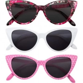 Cat Eye Ladies 3 pairs Cat Eye Sunglasses Mix colors Cateye Glasses Vintage - 3pairs-mix1 - CM18H3XTYRI $22.49