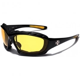 Sport Oversized Men's Sport Padded Motorcycle Bikers Sunglasses - Black - Yellow Night Driving - C211P3ROJSL $12.60