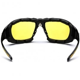 Sport Oversized Men's Sport Padded Motorcycle Bikers Sunglasses - Black - Yellow Night Driving - C211P3ROJSL $12.60