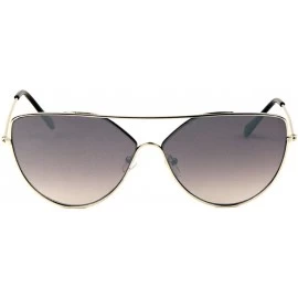 Cat Eye Flat Top Thin Frame Round Cat Eye Color Mirror Sunglasses - Grey - C8197MMHGTN $26.65