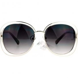 Butterfly Double Scribble Rectangular Designer Fashion Metal Butterfly Sunglasses - Gold Slate - C0127A9V2LZ $23.18