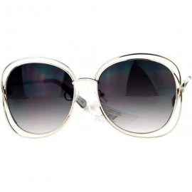 Butterfly Double Scribble Rectangular Designer Fashion Metal Butterfly Sunglasses - Gold Slate - C0127A9V2LZ $14.73