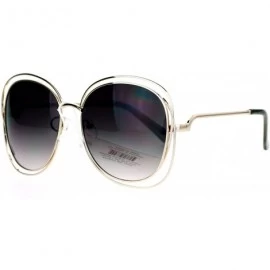 Butterfly Double Scribble Rectangular Designer Fashion Metal Butterfly Sunglasses - Gold Slate - C0127A9V2LZ $14.73