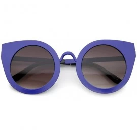 Round Women's Metal Frame Oversize Round Cat Eye Sunglasses 47mm - Blue / Lavender - CZ12KUKL7NP $21.87