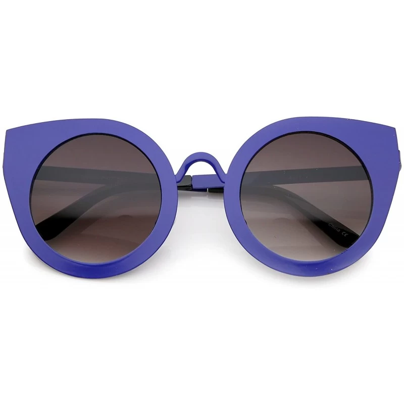 Round Women's Metal Frame Oversize Round Cat Eye Sunglasses 47mm - Blue / Lavender - CZ12KUKL7NP $10.19