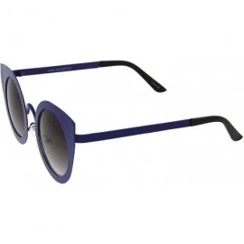 Round Women's Metal Frame Oversize Round Cat Eye Sunglasses 47mm - Blue / Lavender - CZ12KUKL7NP $10.19