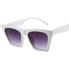 Oversized Women Oversized Sunglasses Vintage Retro Cat Eye Sun Glasses Ladies Fashion Eyewear - White - CK196HENCW5 $8.57
